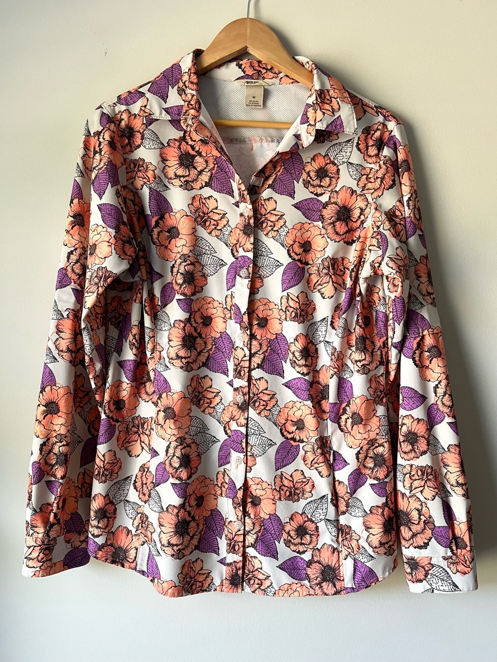 Duluth Trading Co. Floral Sidewinder Button Up Stretch Shirt Sz M Hiking Travel